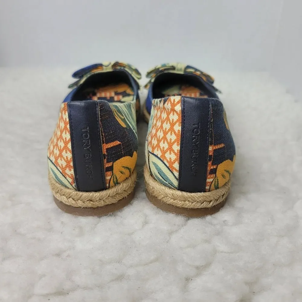 Tory Burch Tamsin Womens Espadrille Shoes Size 7B Floral Print Flat Slip On